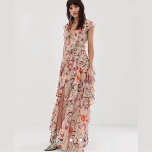 ASOS Dusty Daze Ruffled Floral Maxi Dress
